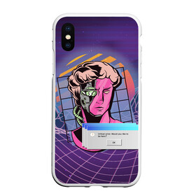 Чехол для iPhone XS Max матовый с принтом Vaporwave Cyborg Statue , Силикон | Область печати: задняя сторона чехла, без боковых панелей | aesthetic | critical | cyberpunk | error | geometry | retrowave | sun | windows | вапорвейв | вейпорвейв | виндоус | геометрия | киберпанк | киборг | критическая ошибка | ошибка | паровая волна | ретровейв | солнце | статуя