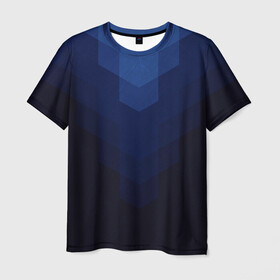 Мужская футболка 3D с принтом Сине-черная Геометрия Линий , 100% полиэфир | прямой крой, круглый вырез горловины, длина до линии бедер | Тематика изображения на принте: абстракция | в топе | в тренде | волейбол | геометрический | геометрия линий | линии | популярный | сине черный | синий | спорт | спортивный | форма | футбол | черный