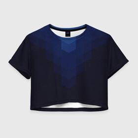 Женская футболка Crop-top 3D с принтом Сине-черная Геометрия Линий , 100% полиэстер | круглая горловина, длина футболки до линии талии, рукава с отворотами | абстракция | в топе | в тренде | волейбол | геометрический | геометрия линий | линии | популярный | сине черный | синий | спорт | спортивный | форма | футбол | черный