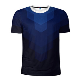 Мужская футболка 3D спортивная с принтом Сине-черная Геометрия Линий , 100% полиэстер с улучшенными характеристиками | приталенный силуэт, круглая горловина, широкие плечи, сужается к линии бедра | абстракция | в топе | в тренде | волейбол | геометрический | геометрия линий | линии | популярный | сине черный | синий | спорт | спортивный | форма | футбол | черный