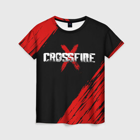 Женская футболка 3D с принтом Cross fire X , 100% полиэфир ( синтетическое хлопкоподобное полотно) | прямой крой, круглый вырез горловины, длина до линии бедер | cross fire | cybersport | fps | game | games | shooter | киберспорт | крос фаер | крос фире | шутер