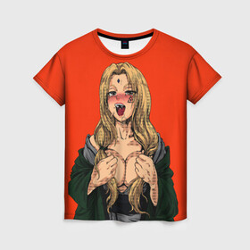 Женская футболка 3D с принтом Ahegao Цунаде , 100% полиэфир ( синтетическое хлопкоподобное полотно) | прямой крой, круглый вырез горловины, длина до линии бедер | Тематика изображения на принте: ahegao | anime | anime girl | ахегао | девушка | охегао | семпай | цунаде | цунадэ