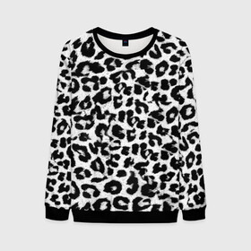 Мужской свитшот 3D с принтом Снежный Барс , 100% полиэстер с мягким внутренним слоем | круглый вырез горловины, мягкая резинка на манжетах и поясе, свободная посадка по фигуре | Тематика изображения на принте: cheetah | leopard | wool | барс | леопард