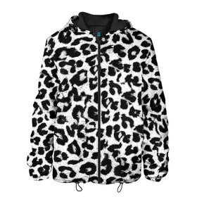 Мужская куртка 3D с принтом Снежный Барс , ткань верха — 100% полиэстер, подклад — флис | прямой крой, подол и капюшон оформлены резинкой с фиксаторами, два кармана без застежек по бокам, один большой потайной карман на груди. Карман на груди застегивается на липучку | cheetah | leopard | wool | барс | леопард