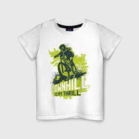 Детская футболка хлопок с принтом Downhill , 100% хлопок | круглый вырез горловины, полуприлегающий силуэт, длина до линии бедер | art | bicycle | cyclist | downhill | extreme | sport | арт | велосипед | велосипедист | спорт | экстрим