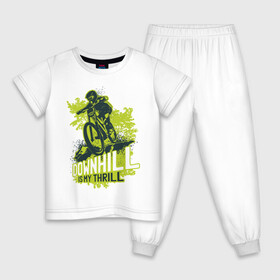 Детская пижама хлопок с принтом Downhill , 100% хлопок |  брюки и футболка прямого кроя, без карманов, на брюках мягкая резинка на поясе и по низу штанин
 | art | bicycle | cyclist | downhill | extreme | sport | арт | велосипед | велосипедист | спорт | экстрим