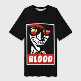 Платье-футболка 3D с принтом Алукард Blood ,  |  | alucard | alukard | anime | blood | dracula | hellsing | integra | japan | manga | seras | tepes | vampire | victoria | vlad | алукард | аниме | вампир | виктория | влад | граф | дракула | интегра | клыки | кровь | манга | монстр | серас | хел