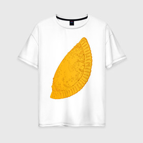 Женская футболка хлопок Oversize с принтом Сочный чебурек , 100% хлопок | свободный крой, круглый ворот, спущенный рукав, длина до линии бедер
 | бабрбук | байкал