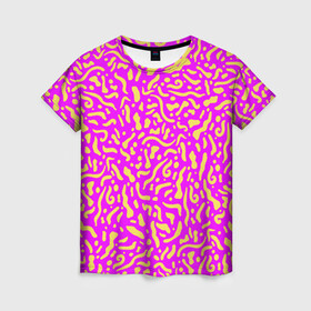 Женская футболка 3D с принтом Абстрактные узоры , 100% полиэфир ( синтетическое хлопкоподобное полотно) | прямой крой, круглый вырез горловины, длина до линии бедер | abstract | military | neon | pattern | pink | purple | texture | абстракция | бактерии | волны | восточные | гламур | желтые узоры | камуфляж | кудрявые | милитари | нежные | неоновые | орнамент | паттерн | пятна | резьба