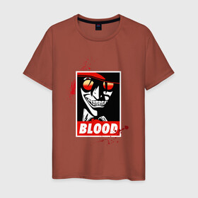 Мужская футболка хлопок с принтом Hellsing blood , 100% хлопок | прямой крой, круглый вырез горловины, длина до линии бедер, слегка спущенное плечо. | вампир | капли | кровь | плакат