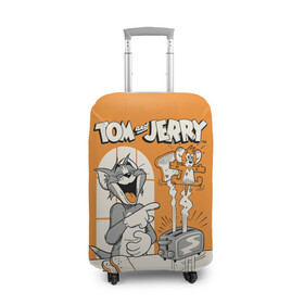 Чехол для чемодана 3D с принтом Том и Джерри , 86% полиэфир, 14% спандекс | двустороннее нанесение принта, прорези для ручек и колес | tom  jerry | tom and jerry | vdzabma | джерри | том | том  джерри | том и джерри