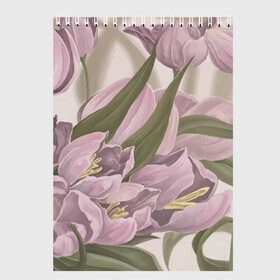 Скетчбук с принтом Сахарный розовый , 100% бумага
 | 48 листов, плотность листов — 100 г/м2, плотность картонной обложки — 250 г/м2. Листы скреплены сверху удобной пружинной спиралью | flowers | sugar pink | бутоны | весна | женственность | нежность | природа | тюльпан | флавер | цветы