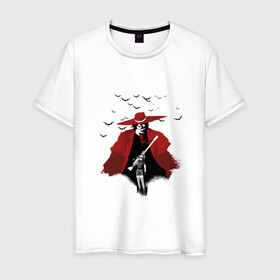 Мужская футболка хлопок с принтом Hellsing bats , 100% хлопок | прямой крой, круглый вырез горловины, длина до линии бедер, слегка спущенное плечо. | Тематика изображения на принте: вампир | винтовка | девушка | летучие мыши