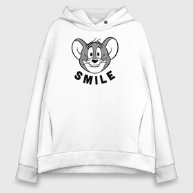 Женское худи Oversize хлопок с принтом Jerry | Smile , френч-терри — 70% хлопок, 30% полиэстер. Мягкий теплый начес внутри —100% хлопок | боковые карманы, эластичные манжеты и нижняя кромка, капюшон на магнитной кнопке | tom  jerry | tom and jerry | vdzabma | джерри | том | том  джерри | том и джерри