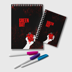 Блокнот с принтом green day , 100% бумага | 48 листов, плотность листов — 60 г/м2, плотность картонной обложки — 250 г/м2. Листы скреплены удобной пружинной спиралью. Цвет линий — светло-серый
 | american idiot | boulevard of broke | day | green | green day | green day hits | green day lyrics | green day mix | green day music video | green day official | green day songs | green day videos | greenday | music | music video | official | warner record