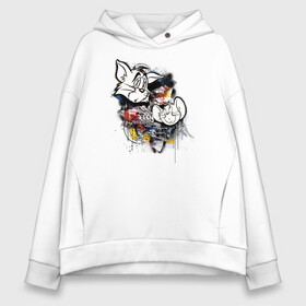 Женское худи Oversize хлопок с принтом Tom & Jerry , френч-терри — 70% хлопок, 30% полиэстер. Мягкий теплый начес внутри —100% хлопок | боковые карманы, эластичные манжеты и нижняя кромка, капюшон на магнитной кнопке | tom  jerry | tom and jerry | vdzabma | джерри | том | том  джерри | том и джерри