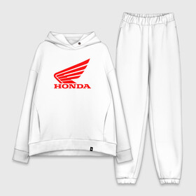 Женский костюм хлопок Oversize с принтом Honda | Мото Лого (Z) ,  |  | bike | bikers | honda | honda logo | honda moto | moto | motorcycle | sport | байк | байкер | мото | мотоциклы | спорт | хонда лого | хонда мото