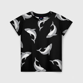Детская футболка 3D с принтом Акулы , 100% гипоаллергенный полиэфир | прямой крой, круглый вырез горловины, длина до линии бедер, чуть спущенное плечо, ткань немного тянется | shark | акула | дикий | животные | рыба | хищник