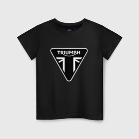 Детская футболка хлопок с принтом Triumph | Мото Лого (Z) , 100% хлопок | круглый вырез горловины, полуприлегающий силуэт, длина до линии бедер | Тематика изображения на принте: bike | bikers | moto | motorcycle | sport | triumph | байк | байкер | дигби джонс | мото | мотобренд | мотоциклы | спорт | триумф