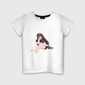 Детская футболка хлопок с принтом Отдыхающая Ху Тао , 100% хлопок | круглый вырез горловины, полуприлегающий силуэт, длина до линии бедер | арт | милая девушка | отдых | привидение | призрак | рисунок | ху тао