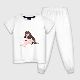 Детская пижама хлопок с принтом Отдыхающая Ху Тао , 100% хлопок |  брюки и футболка прямого кроя, без карманов, на брюках мягкая резинка на поясе и по низу штанин
 | арт | милая девушка | отдых | привидение | призрак | рисунок | ху тао