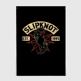 Постер с принтом Slipknot (1995) , 100% бумага
 | бумага, плотность 150 мг. Матовая, но за счет высокого коэффициента гладкости имеет небольшой блеск и дает на свету блики, но в отличии от глянцевой бумаги не покрыта лаком | metal | music | rock | slipknot | козел | логотип | металл | музыка | надпись | пентаграмма | рок | слипкнот | узор | цифры | чб | череп