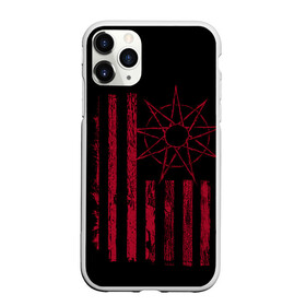 Чехол для iPhone 11 Pro матовый с принтом Slipknot Флаг , Силикон |  | Тематика изображения на принте: metal | music | rock | slipknot | козел | логотип | металл | музыка | надпись | пентаграмма | рок | слипкнот | узор | флаг | цифры | череп