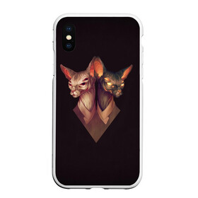 Чехол для iPhone XS Max матовый с принтом Mystical Sphinxes  , Силикон | Область печати: задняя сторона чехла, без боковых панелей | египет | коты | мистика | сфинксы | фараоны