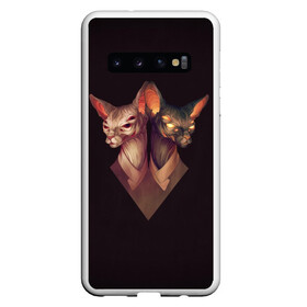 Чехол для Samsung Galaxy S10 с принтом Mystical Sphinxes  , Силикон | Область печати: задняя сторона чехла, без боковых панелей | египет | коты | мистика | сфинксы | фараоны