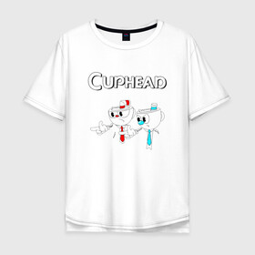 Мужская футболка хлопок Oversize с принтом Cuphead , 100% хлопок | свободный крой, круглый ворот, “спинка” длиннее передней части | cuphead | tdcuphd | горит пукан | двое | игры | невозможно пройти. | чашки головы | чашкоголовые