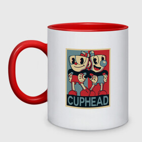 Кружка двухцветная с принтом CUPHEAD , керамика | объем — 330 мл, диаметр — 80 мм. Цветная ручка и кайма сверху, в некоторых цветах — вся внутренняя часть | art | cartoon | cup | cuphead | devil | dice | game | king | mugman | the | арт | бос | босс | голова | демон | дьявол | игра | капхед | магмен | мультик | мультфильм | платформер | чаша | чашка | человек | черт