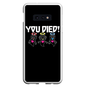 Чехол для Samsung S10E с принтом YOU DIED , Силикон | Область печати: задняя сторона чехла, без боковых панелей | art | cartoon | cup | cuphead | dark | devil | dice | die | died | game | ghost | gta | king | mugman | souls | the | you | арт | бос | босс | голова | демон | дьявол | игра | капхед | магмен | мультик | мультфильм | потрачено | приведение | пр