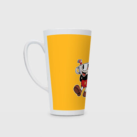 Кружка Латте с принтом CUPHEAD КАПХЕД , Белая керамика | Объем 480 мл; Высота 150 мм; Диаметр 90 мм | art | cartoon | cup | cuphead | devil | dice | game | king | mugman | the | арт | бос | босс | голова | демон | дьявол | игра | капхед | магмен | мультик | мультфильм | платформер | чаша | чашка | человек | черт