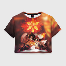 Женская футболка Crop-top 3D с принтом Шаман Кинг , 100% полиэстер | круглая горловина, длина футболки до линии талии, рукава с отворотами | anime | manga | shaman king | аниме | король шаманов | манга | шамаг кинг