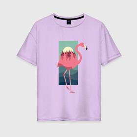 Женская футболка хлопок Oversize с принтом Фламинго лес и закат , 100% хлопок | свободный крой, круглый ворот, спущенный рукав, длина до линии бедер
 | africa | afrika | bird | double exposure | fashion | flamingo | forest | landscape | pink flamingo | summer | sunset | африка | двойная экспозиция | лес | лето | мода | нарисованный фламинго | пейзаж | птица | рисунок | розовый фламинго | тре