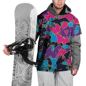 Накидка на куртку 3D с принтом Геометрическая абстракция , 100% полиэстер |  | Тематика изображения на принте: контур | линии | неон | неоновый | паттерн | сиреневый | треугольники | фиолетовый | формы