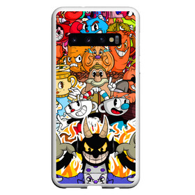 Чехол для Samsung Galaxy S10 с принтом CUPHEAD , Силикон | Область печати: задняя сторона чехла, без боковых панелей | cuphead | cuphead  mugman | dont deal with the devil | mugman | все персонажи | игры | капхед | магмен | чашеголовый