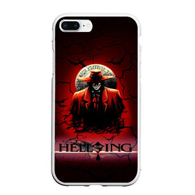 Чехол для iPhone 7Plus/8 Plus матовый с принтом HELLSING SSS , Силикон | Область печати: задняя сторона чехла, без боковых панелей | bats | cracked | hellsing film | hellsing lettering | hellsing print | helsing | red | van hellsing | ван хельсинг | красный | летучие мыши | надпись хельсинг | принт хельсинг | трещены | фильм хельсинг | хельсинг