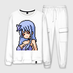 Мужской костюм хлопок с принтом Pixel art anime girl , 100% хлопок | на свитшоте круглая горловина, мягкая резинка по низу. Брюки заужены к низу, на них два вида карманов: два “обычных” по бокам и два объемных, с клапанами, расположенные ниже линии бедра. Брюки с мягкой трикотажной резинкой на поясе и по низу штанин. В поясе для дополнительного комфорта — широкие завязки | Тематика изображения на принте: anime | art | girl | manga | pixel | аниме | арт | девушка | манга | пиксель