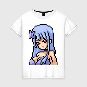 Женская футболка хлопок с принтом Pixel art anime girl , 100% хлопок | прямой крой, круглый вырез горловины, длина до линии бедер, слегка спущенное плечо | anime | art | girl | manga | pixel | аниме | арт | девушка | манга | пиксель