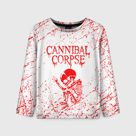 Детский лонгслив 3D с принтом cannibal corpse , 100% полиэстер | длинные рукава, круглый вырез горловины, полуприлегающий силуэт
 | cannibal | cannibal corpse | cannibal corpse butchered at birth | cannibal corpse eaten back to life | cannibal corpse hammer smashed face | corpse | death metal | металл | пластинки с металлическим лезвием | рок | труп каннибала