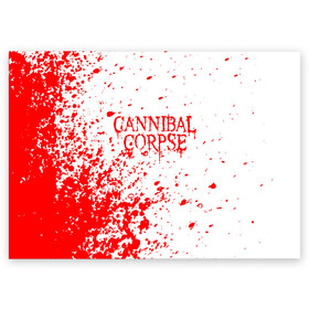 Поздравительная открытка с принтом cannibal corpse , 100% бумага | плотность бумаги 280 г/м2, матовая, на обратной стороне линовка и место для марки
 | cannibal | cannibal corpse | cannibal corpse butchered at birth | cannibal corpse eaten back to life | cannibal corpse hammer smashed face | corpse | death metal | металл | пластинки с металлическим лезвием | рок | труп каннибала