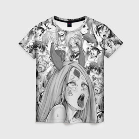 Женская футболка 3D с принтом KAGUYA AHEGAO чернобелое , 100% полиэфир ( синтетическое хлопкоподобное полотно) | прямой крой, круглый вырез горловины, длина до линии бедер | ahegao | japanese anime | kaguya | kawai | kowai | oppai | otaku | senpai | sugoi | waifu | yandere | ахегао | кагуя | ковай | отаку | семпай | сенпай | сэмпай | яндере | японская анимация