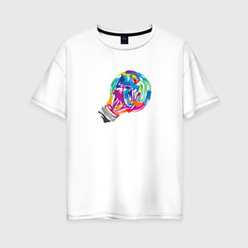 Женская футболка хлопок Oversize с принтом Лампочка , 100% хлопок | свободный крой, круглый ворот, спущенный рукав, длина до линии бедер
 | акварель | лампочка | мазки кистью | рисунок | цвета