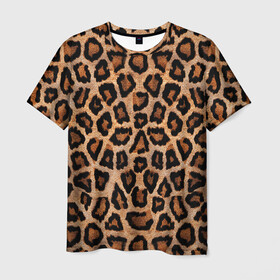 Мужская футболка 3D с принтом Шкура Леопарда , 100% полиэфир | прямой крой, круглый вырез горловины, длина до линии бедер | leopard | skin | wool | кожа | леопард