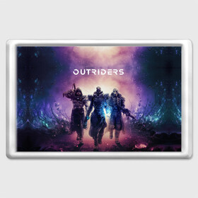 Магнит 45*70 с принтом Outriders , Пластик | Размер: 78*52 мм; Размер печати: 70*45 | battle royal | bulletstorm | epic games | games | gears of war | logo | outriders | painkiller | people can fly | unreal engine | игры | лого