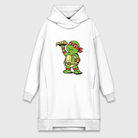 Платье-худи хлопок с принтом Рафаэль и пицца ,  |  | donatello | leonardo | michelangelo | ninja | pizza | raphael | turtles | донателло | животные | карате | комикс | комиксы | леонардо | микеланджело | мультфильм | мутант | мутанты | ниндзя | пицца | рафаэль | сплинтер | супергерой