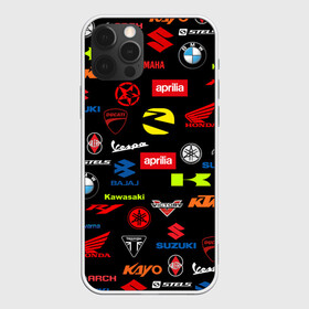 Чехол для iPhone 12 Pro Max с принтом Motorcycle pattern | Мото паттерн (Z) , Силикон |  | Тематика изображения на принте: aprilia | arch | bajaj | bike | bikers | ducati | kayo | ktm | moto | moto logo | moto pattern | motorcycle | pattern | r1 | sport | vespa | yanaha | априлиа | арч | байк | байкер | бмв | бренд | веспа | ктм | марка | мото | мото лого | мото пат