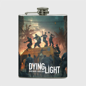 Фляга с принтом Dying Light , металлический корпус | емкость 0,22 л, размер 125 х 94 мм. Виниловая наклейка запечатывается полностью | Тематика изображения на принте: dying light | dying light 2 | game | games | zomby | апокалипсис | даинг лайт | два | дуинг лайт | зомби | зомби апокалипсис | игра | игры