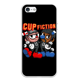 Чехол для iPhone 5/5S матовый с принтом CUP FICTION , Силикон | Область печати: задняя сторона чехла, без боковых панелей | art | cartoon | cup | cuphead | devil | dice | fiction | game | king | mugman | pulp | the | арт | бос | босс | голова | демон | дьявол | игра | капхед | криминальное | магмен | мультик | мультфильм | платформер | чаша | чашка | человек | черт 